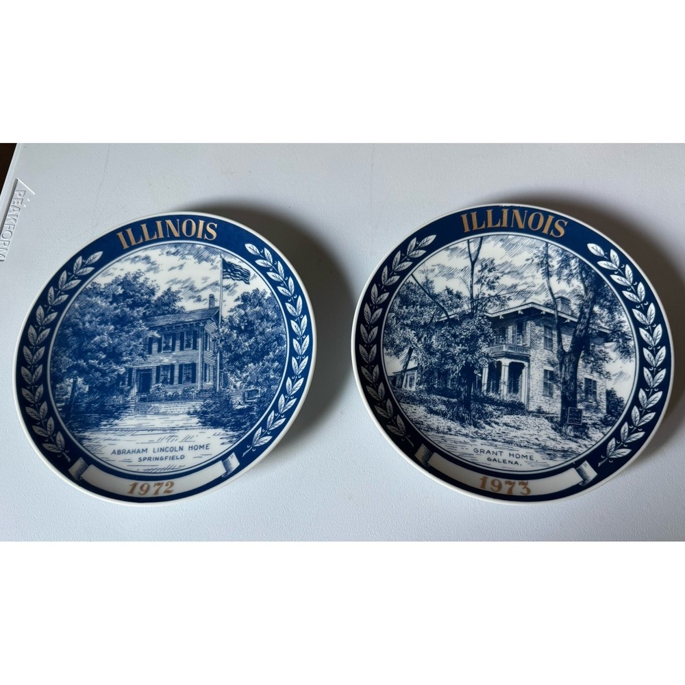 Vintage 1972-73 Illinois Lincoln/ Grant Home Collector Plate Set Decor Danmark